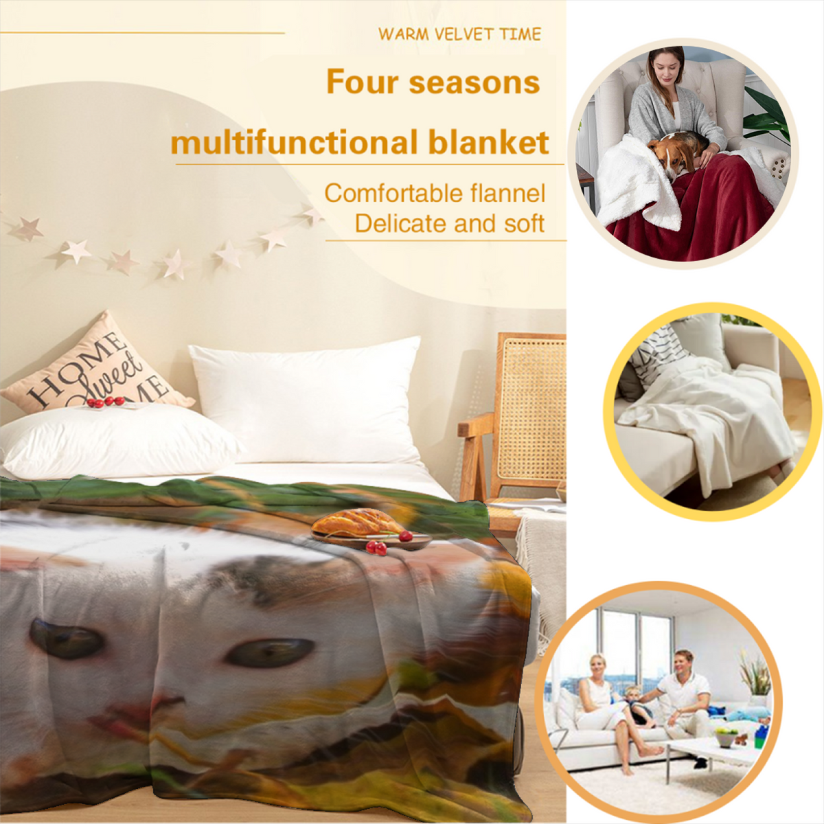 Coastal Rhapsody Rich Multicolor Modern Art Decorative Flannel Blanket