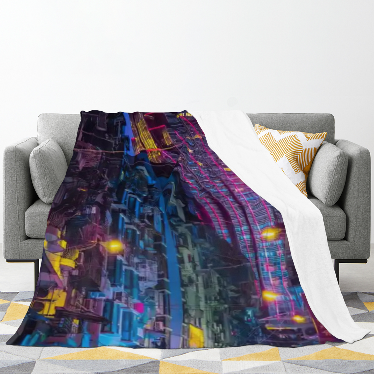 Eclectic Design Harvest Lagoon Warm Coral Flannel Sofa Throw