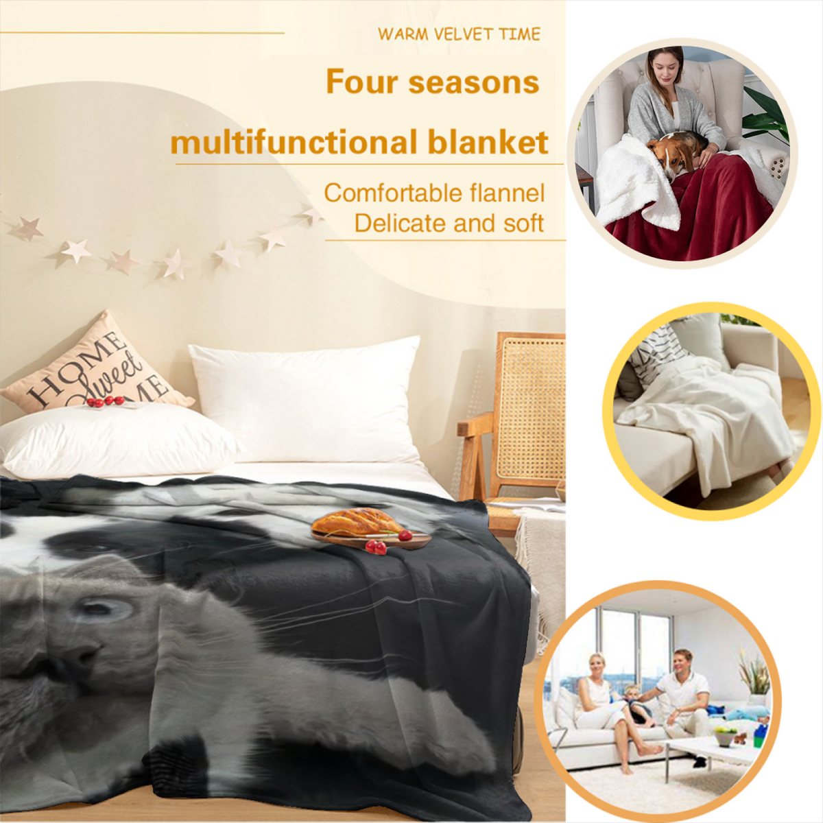 Pastel Multicolor Whimsical Decor Plush Flannel Throw ¨C Copper Jubilee Edition
