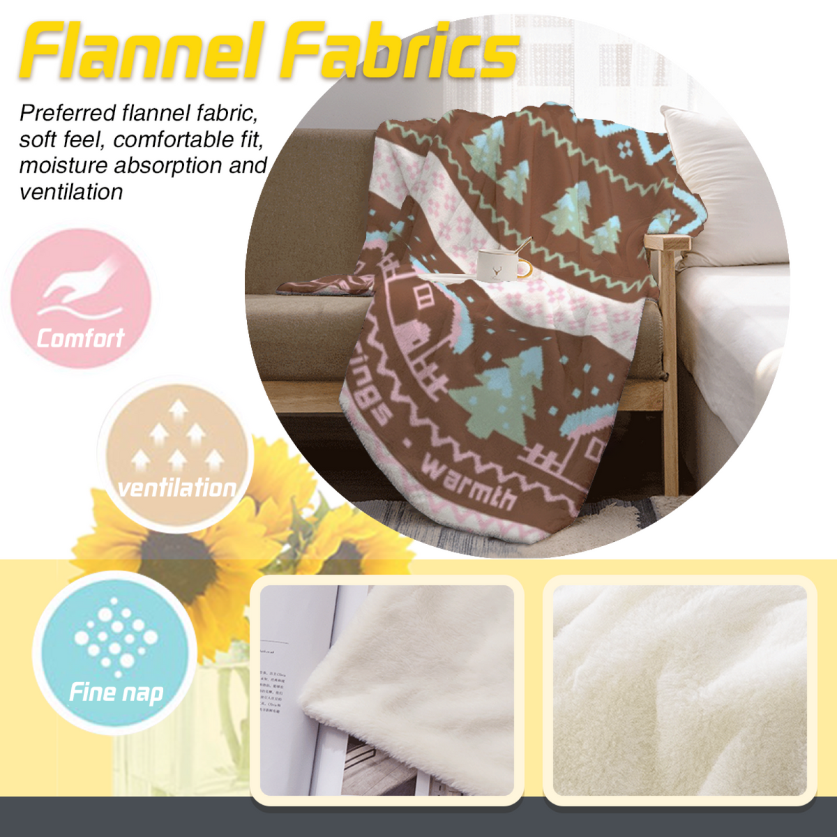 Amber Kaleidoscope Soft Neutral Artistic Soft Flannel Blanket