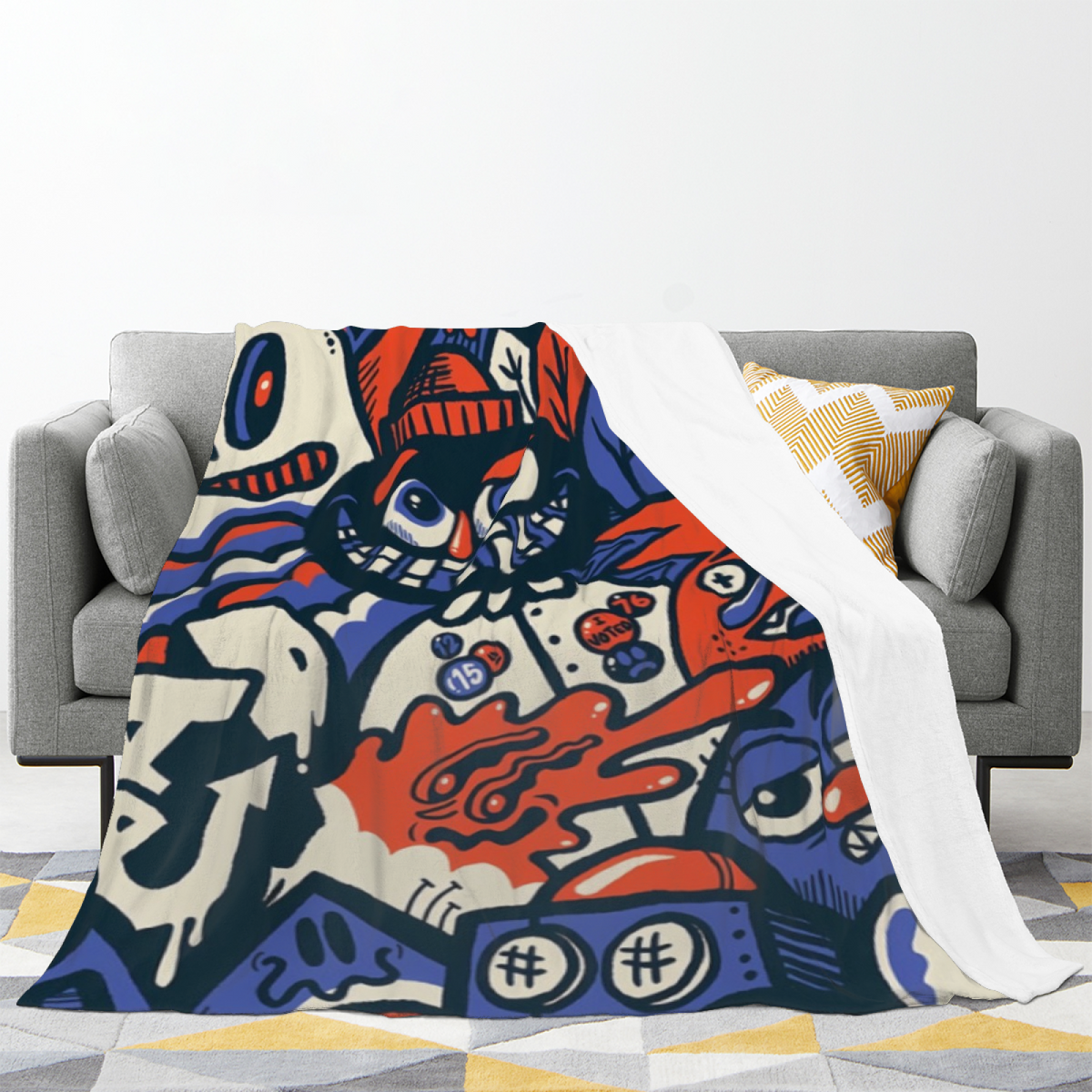 Enchanted & Flora Playful Graphic All-Season Flannel Blanket