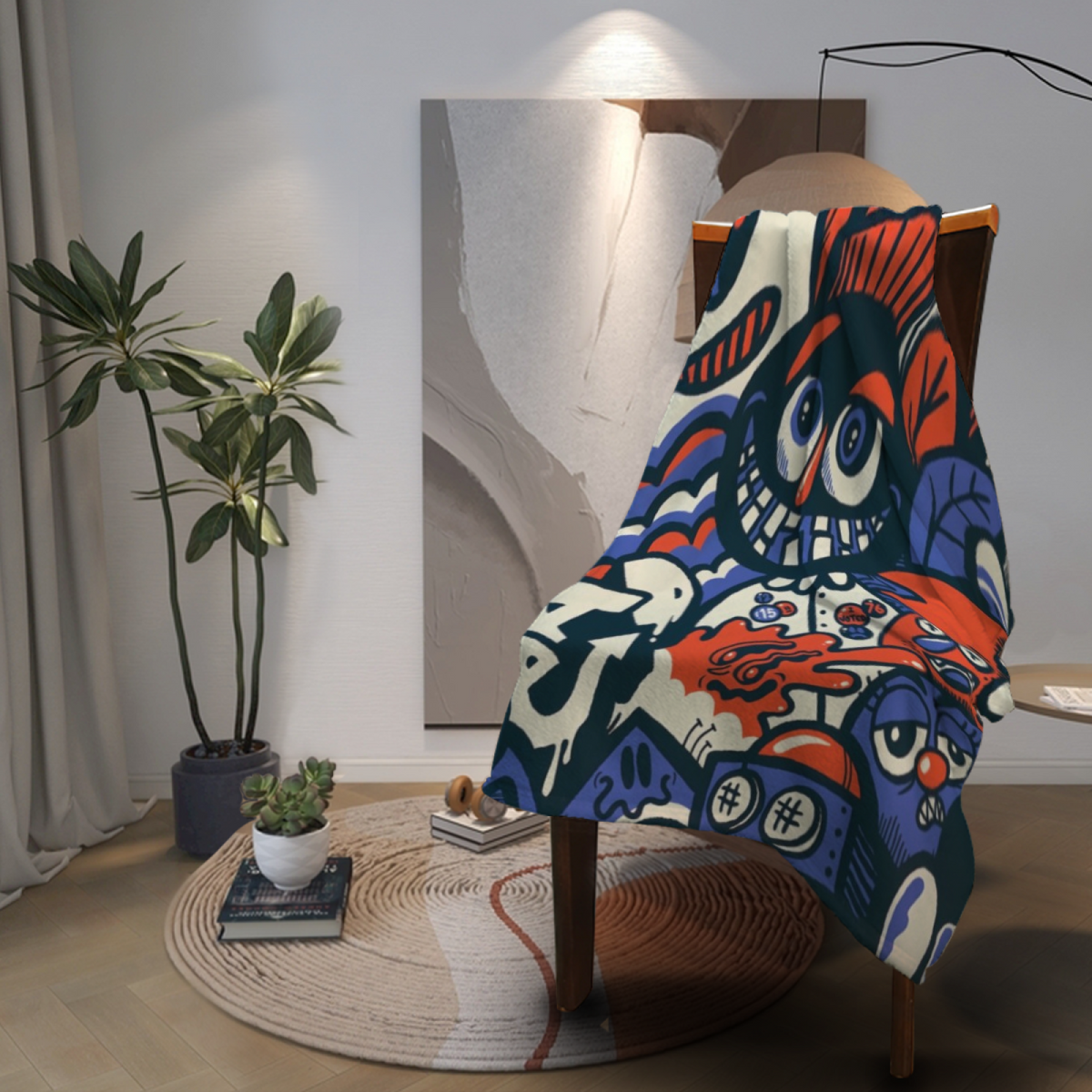 Enchanted & Flora Playful Graphic All-Season Flannel Blanket