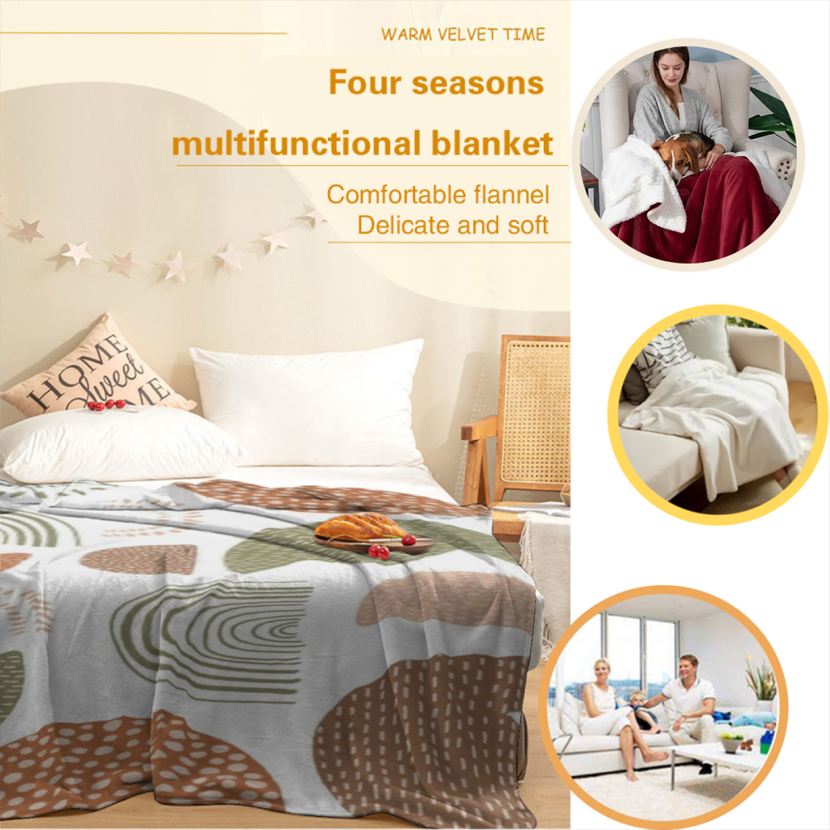 Dewdrop Wonder Pastel Multicolor Modern Art Decorative Flannel Blanket
