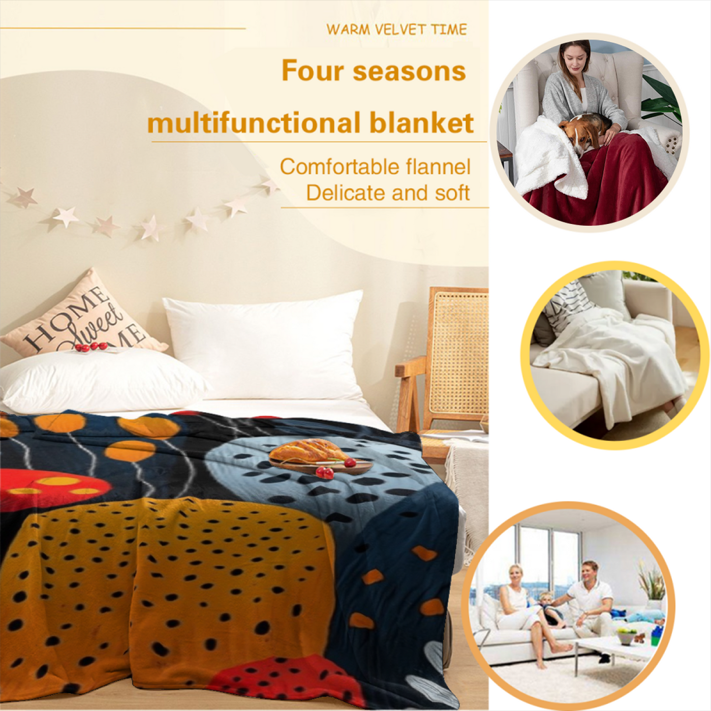 Artistic Decorative Throw Blanket ¨C Contemporary Graphic Printed Cozy Blanket