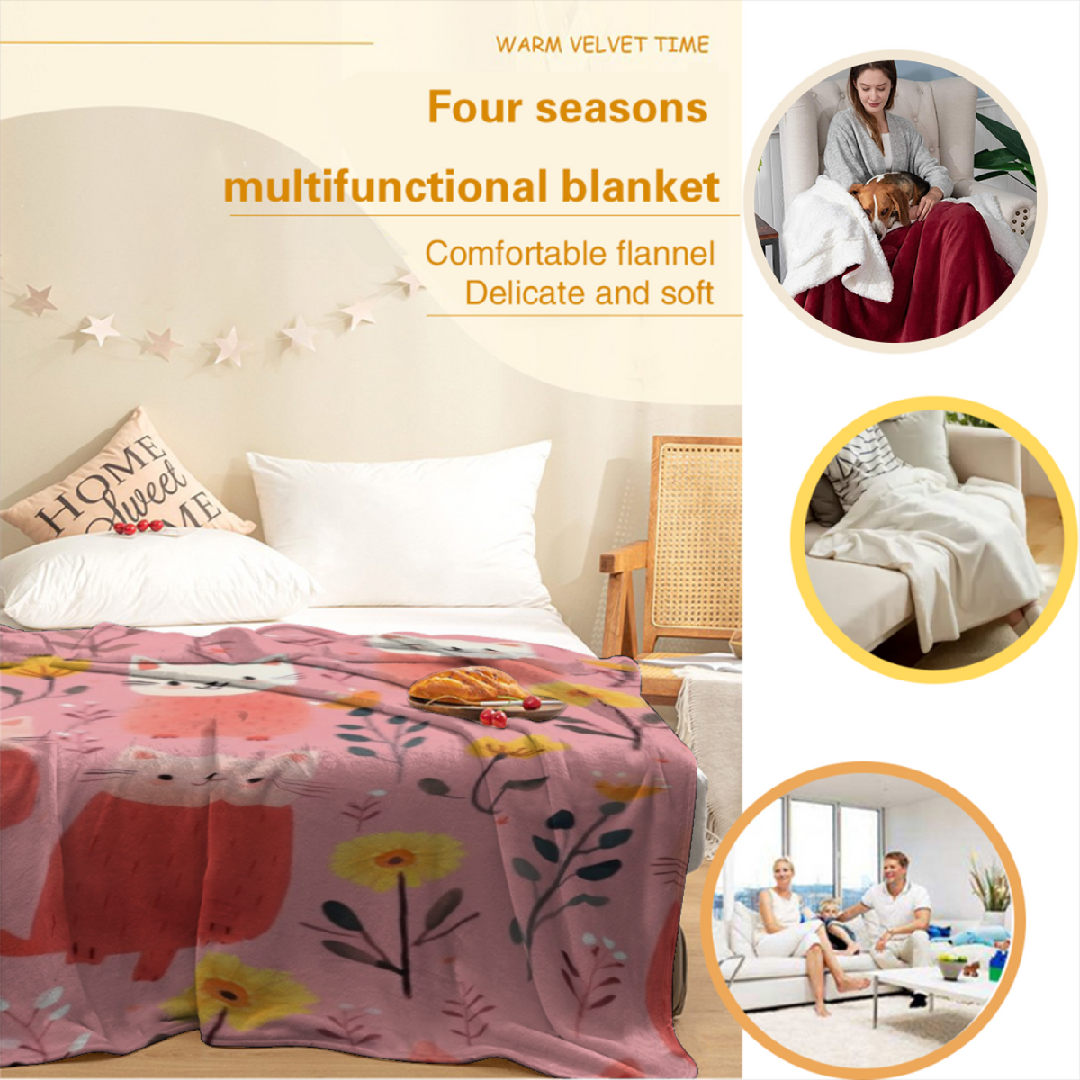 Tangerine Carnival Pastel Multicolor Modern Art Decorative Flannel Blanket