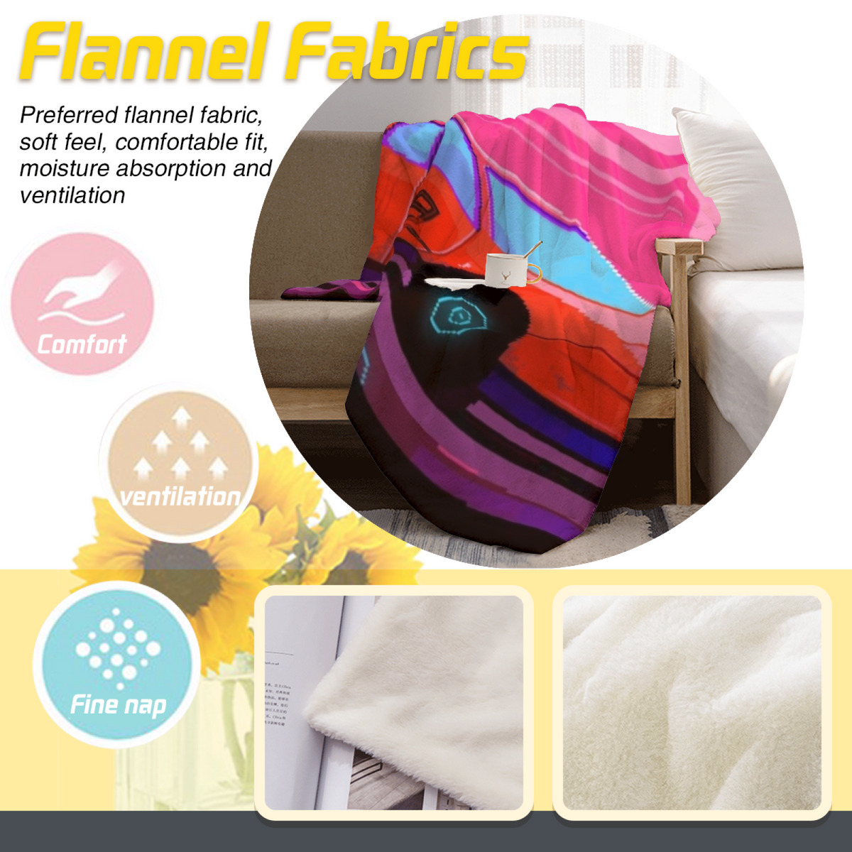 Wildwood Ripple Inspired Cozy Flannel Bed Blanket ¨C Blush Pink Palette