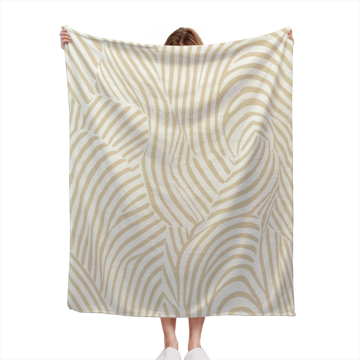Starlit Fern Inspired Flannel Sofa Throw ¨C Creamy Ivory Palette