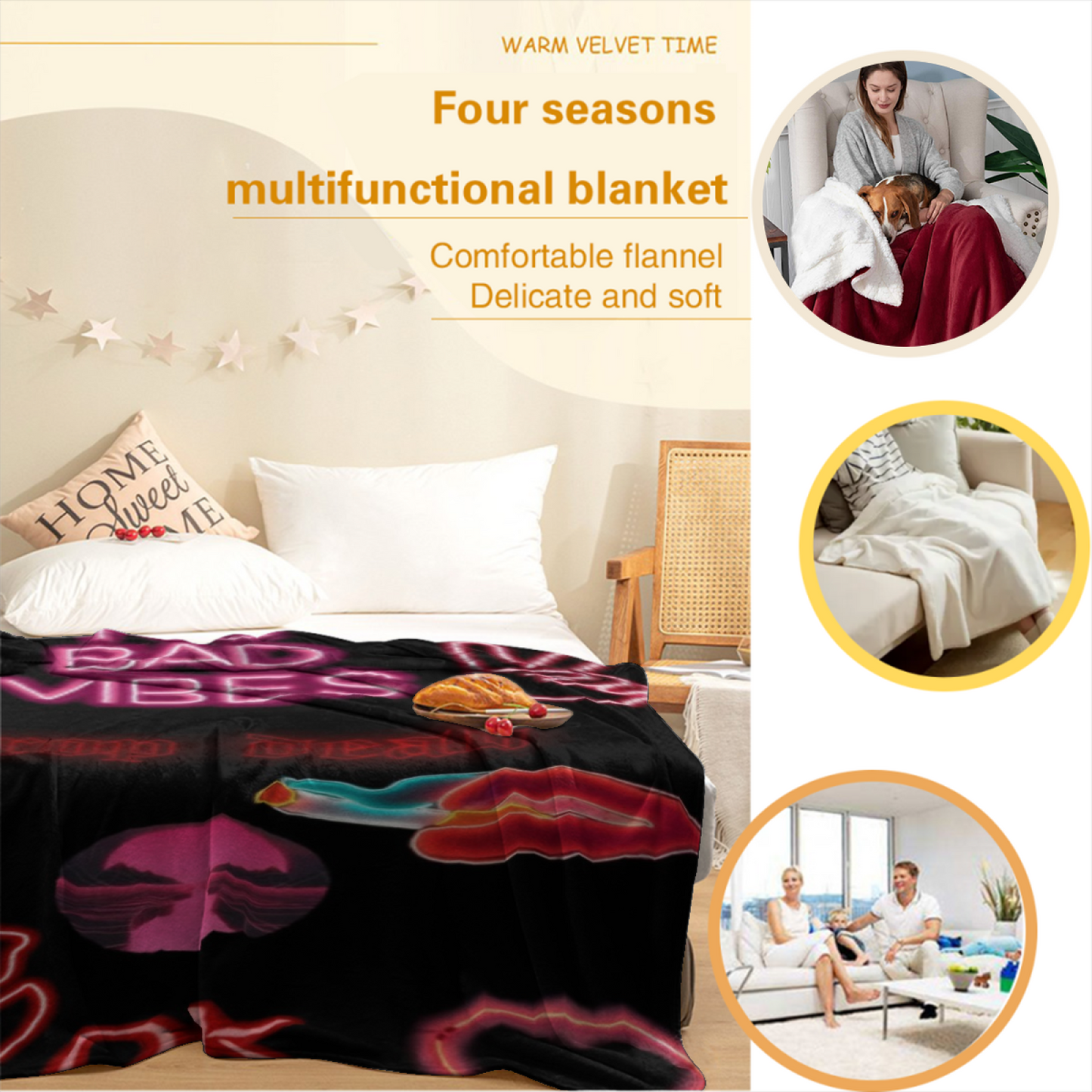 Abstract Decorative Throw Blanket ¨C Contemporary Colorful Printed Blanket