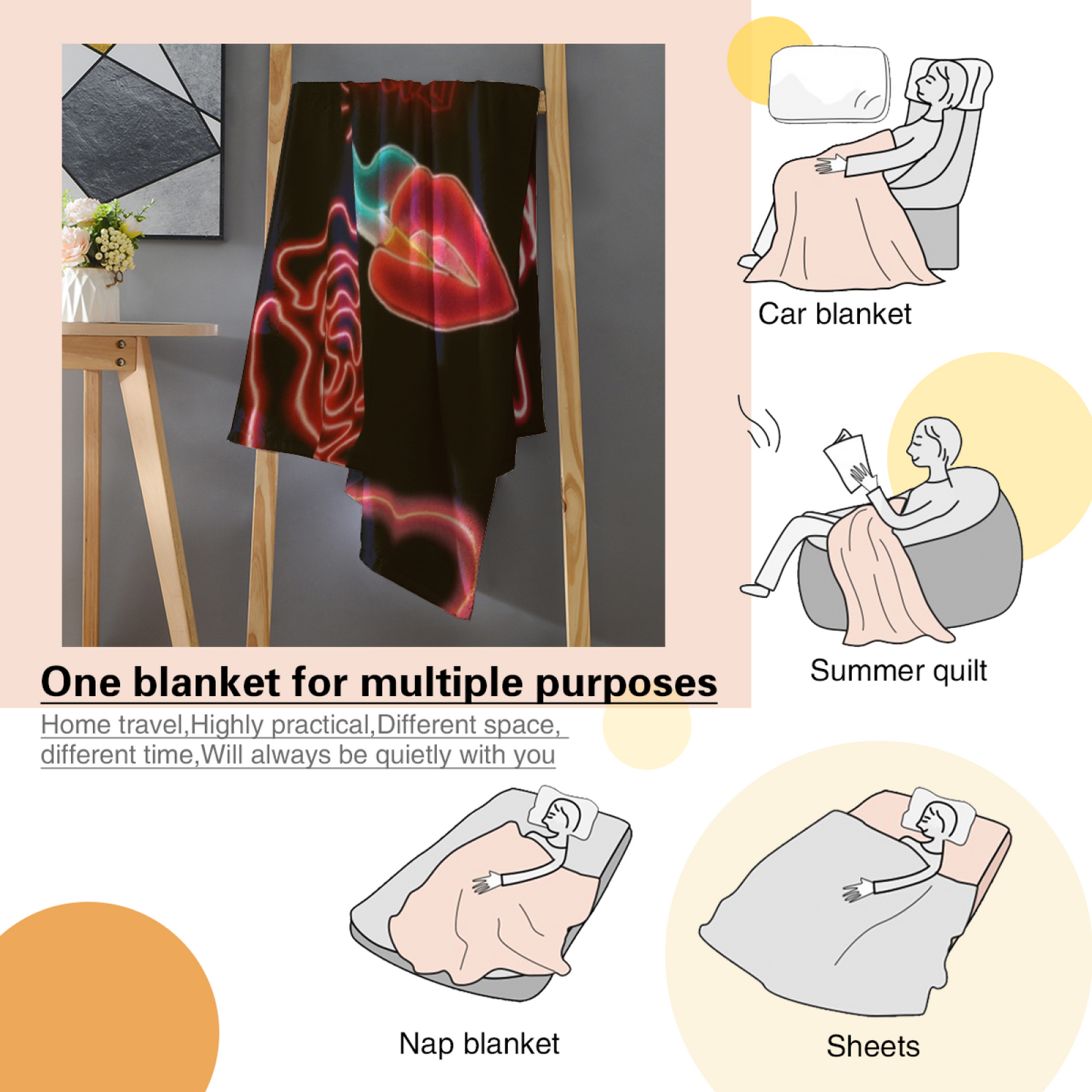 Abstract Decorative Throw Blanket ¨C Contemporary Colorful Printed Blanket