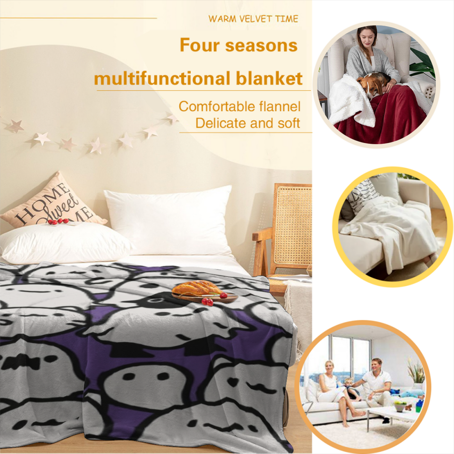 Modern Colorful Art Throw Blanket ¨C Abstract Printed Cozy Home Blanket
