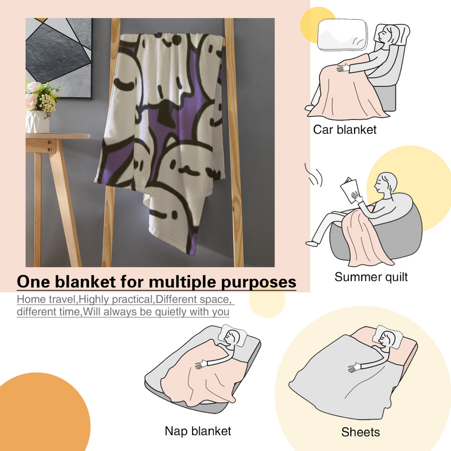 Modern Colorful Art Throw Blanket ¨C Abstract Printed Cozy Home Blanket