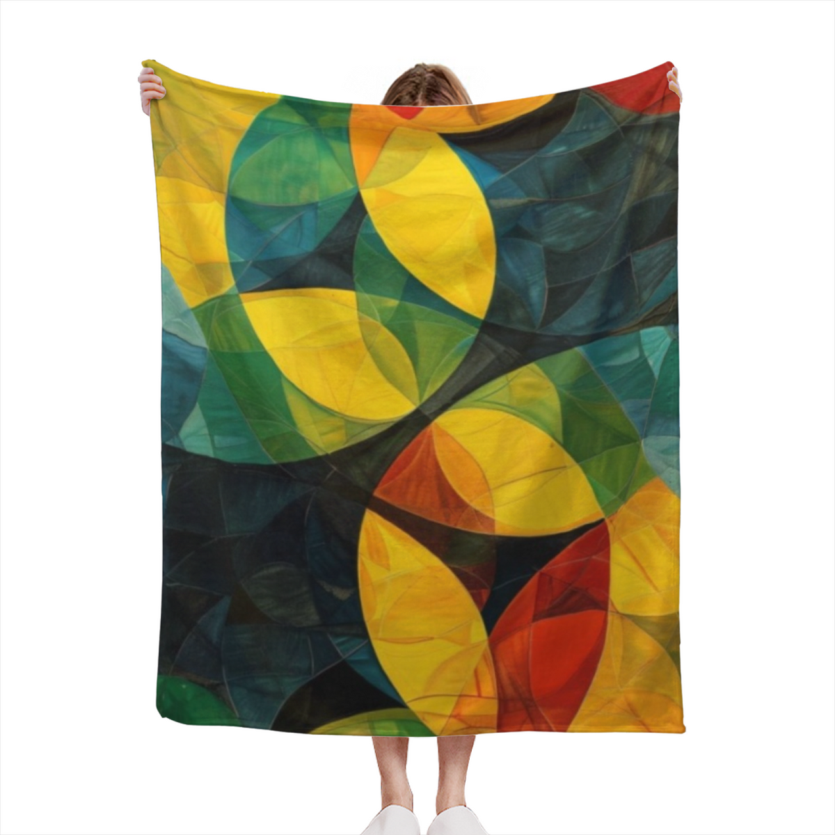 Golden Teal Geometric Soft Flannel Blanket