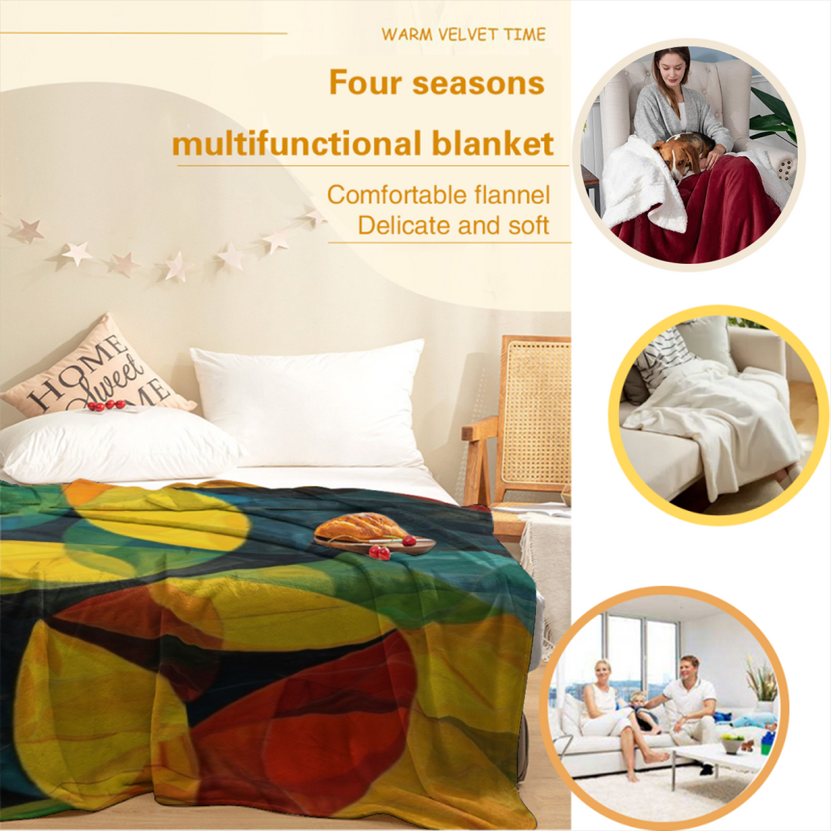 Golden Teal Geometric Soft Flannel Blanket