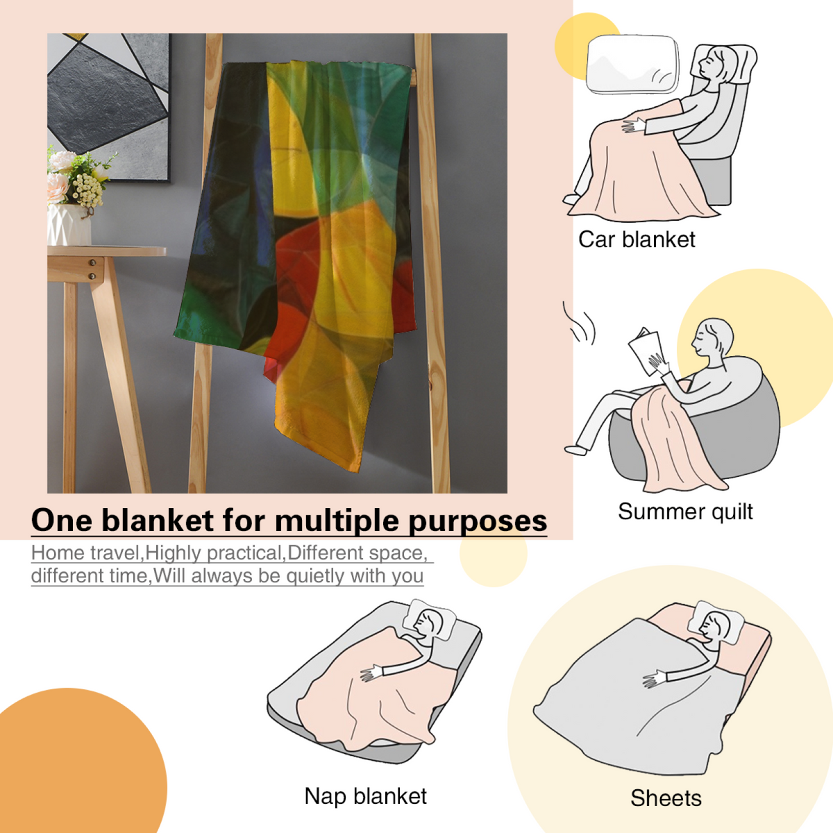 Golden Teal Geometric Soft Flannel Blanket