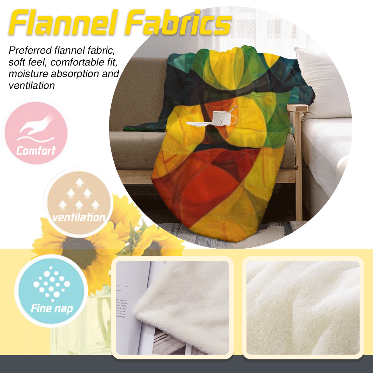 Golden Teal Geometric Soft Flannel Blanket