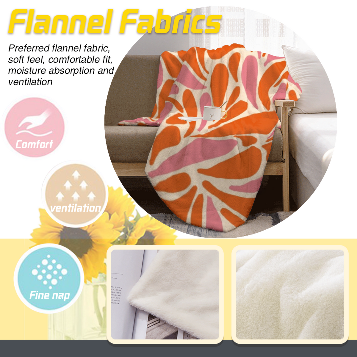 Flannel Throw Blanket with Coastal Hearth Cozy Cottage Artwork