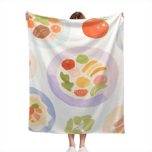 Misty Orchard Expressive Print Flannel Sofa Throw in Pastel Multicolor