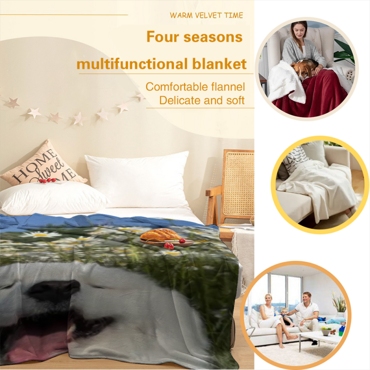 Pastel Multicolor Whimsical Decor All-Season Flannel Blanket ¨C Opaline Treasure Edition