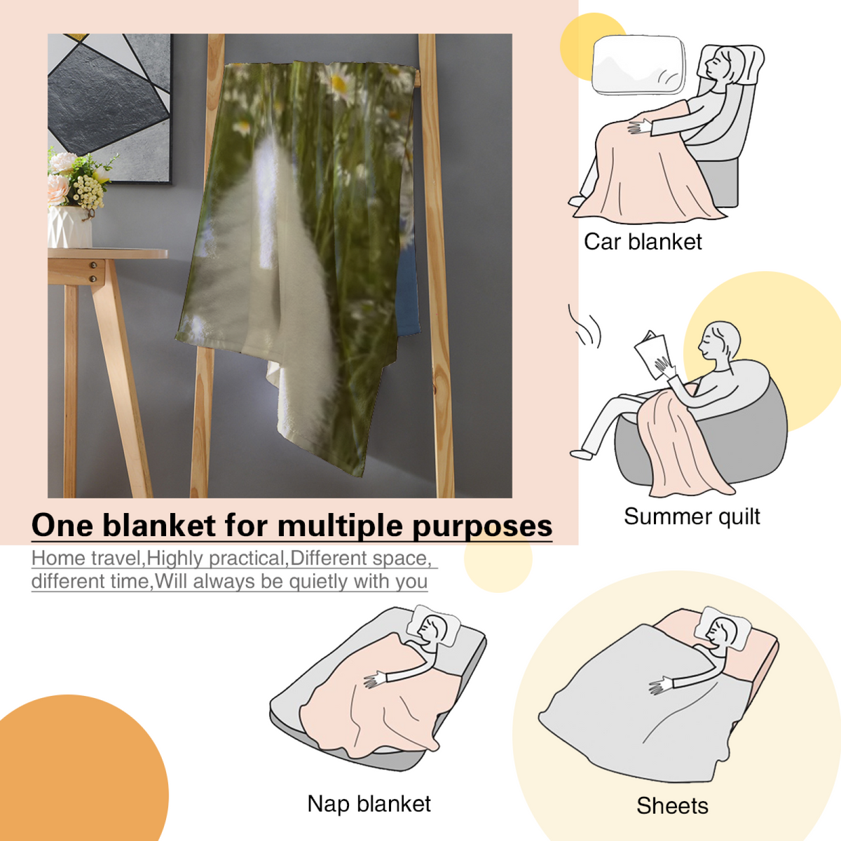 Pastel Multicolor Whimsical Decor All-Season Flannel Blanket ¨C Opaline Treasure Edition