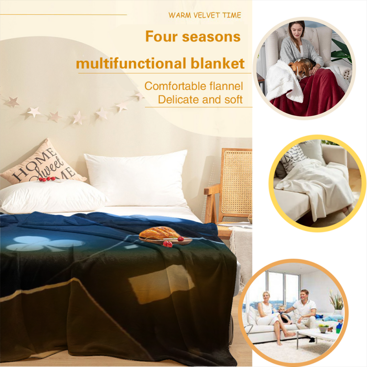 Pastel Multicolor Whimsical Decor All-Season Flannel Blanket ¨C Hazy Spectrum Edition