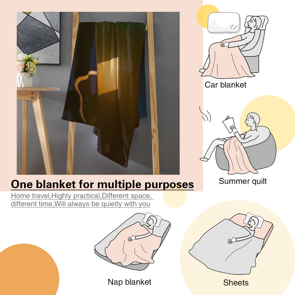 Pastel Multicolor Whimsical Decor All-Season Flannel Blanket ¨C Hazy Spectrum Edition