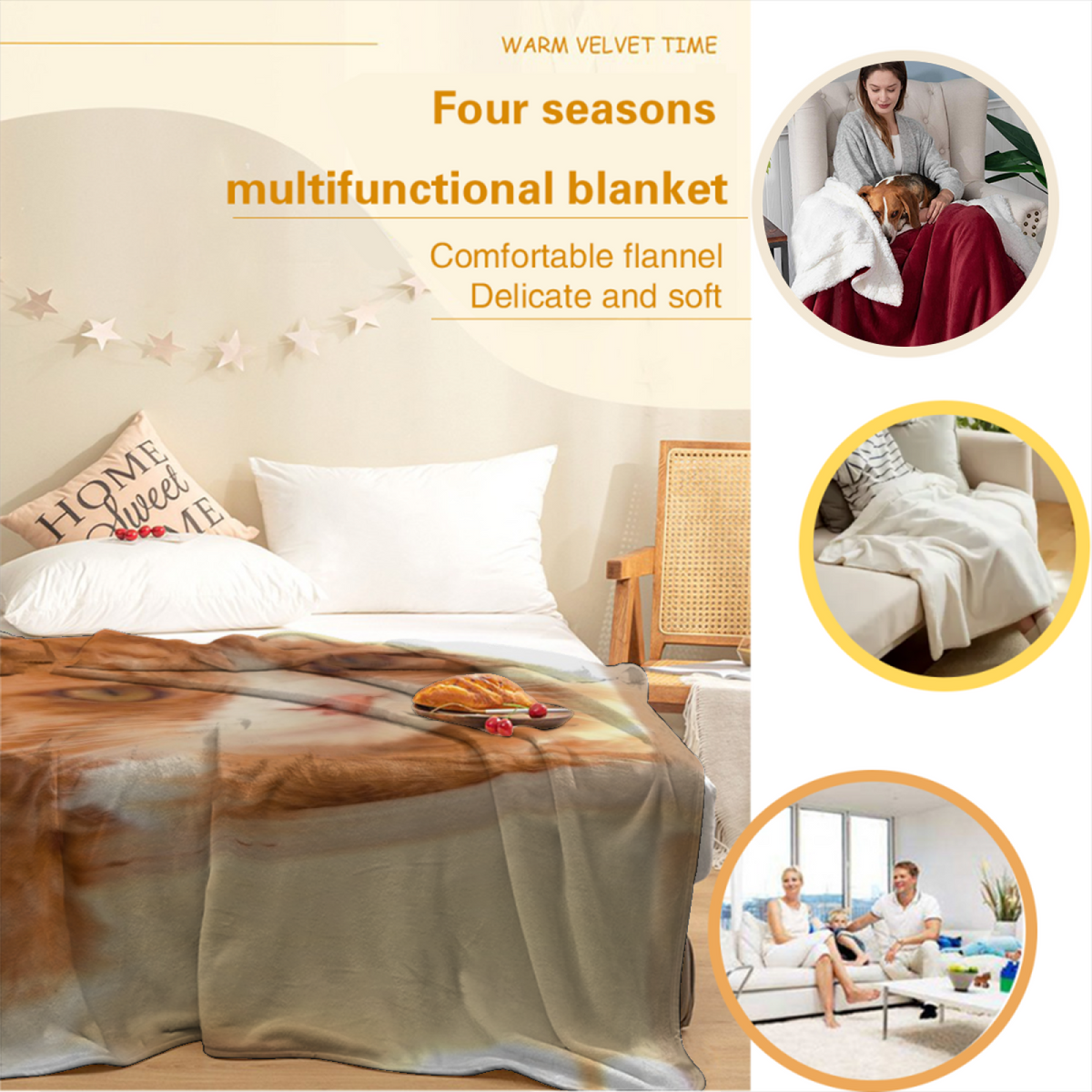 Decorative Flannel Blanket with Festival Whisper Cozy Cottage Artwork