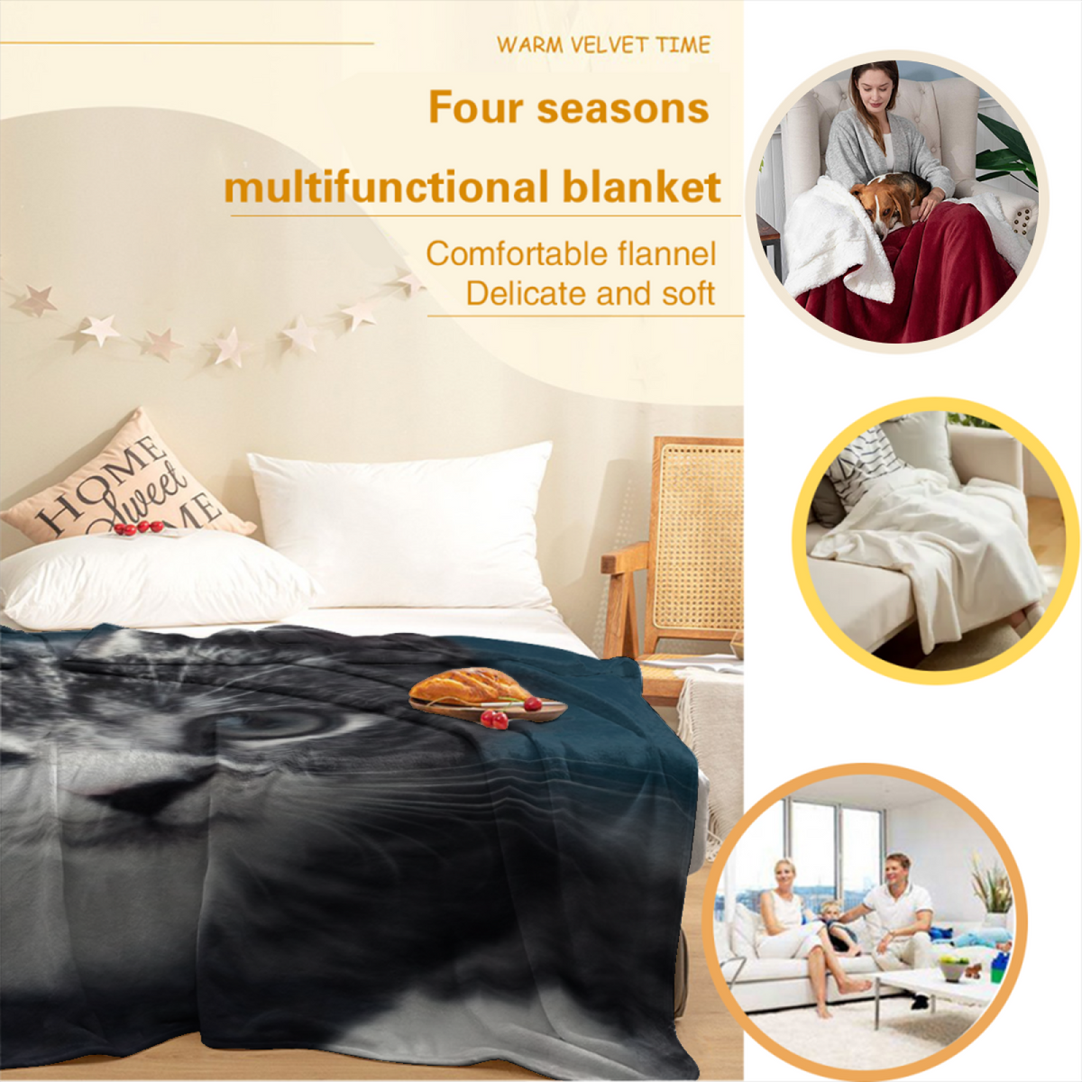 Soft Minimalist All-Season Flannel Blanket ¨C Wildwood Sonnet Collection