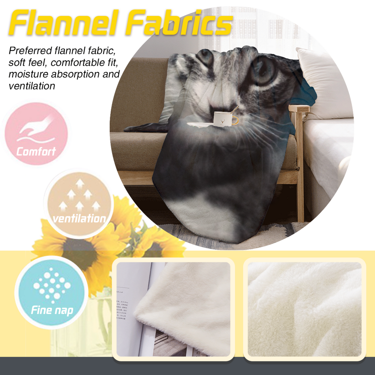 Soft Minimalist All-Season Flannel Blanket ¨C Wildwood Sonnet Collection