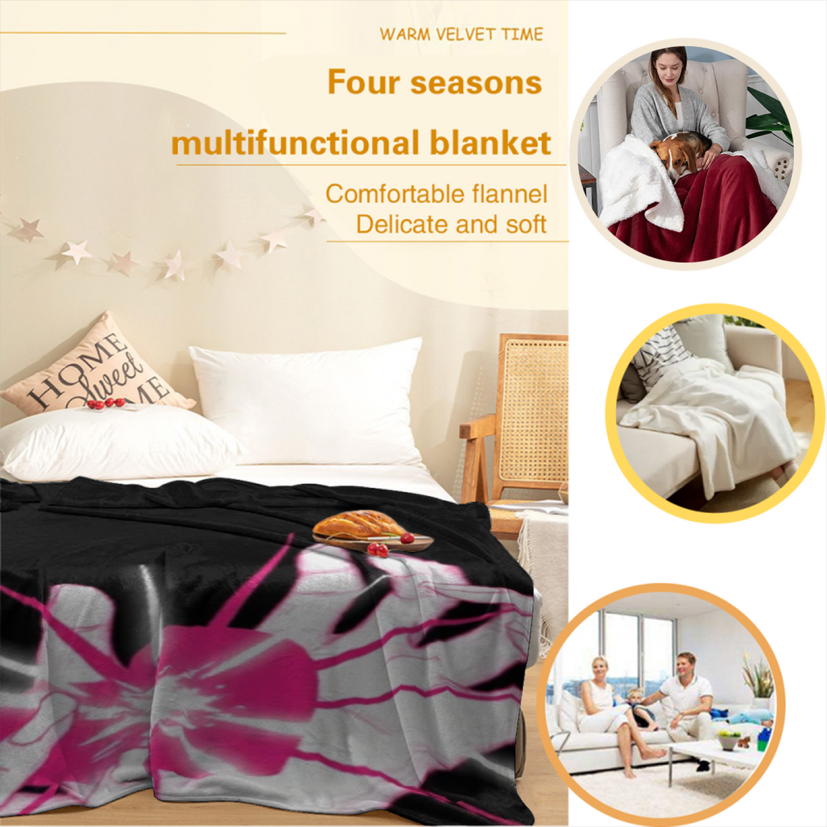 Misty Whisper Pastel Multicolor Modern Art Flannel Throw Blanket