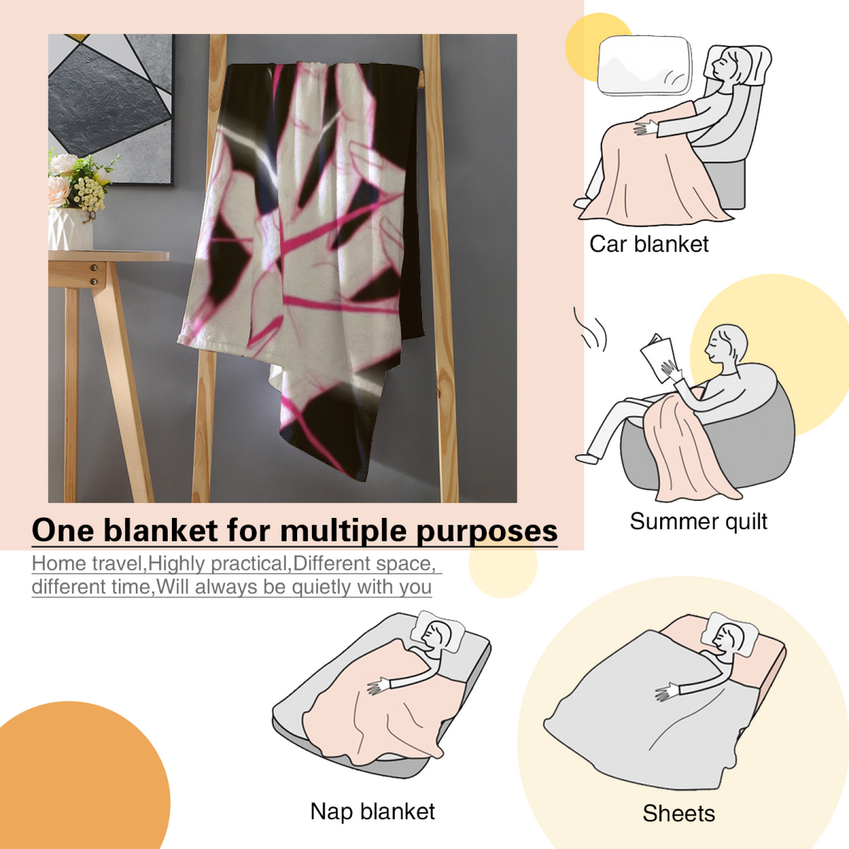 Misty Whisper Pastel Multicolor Modern Art Flannel Throw Blanket