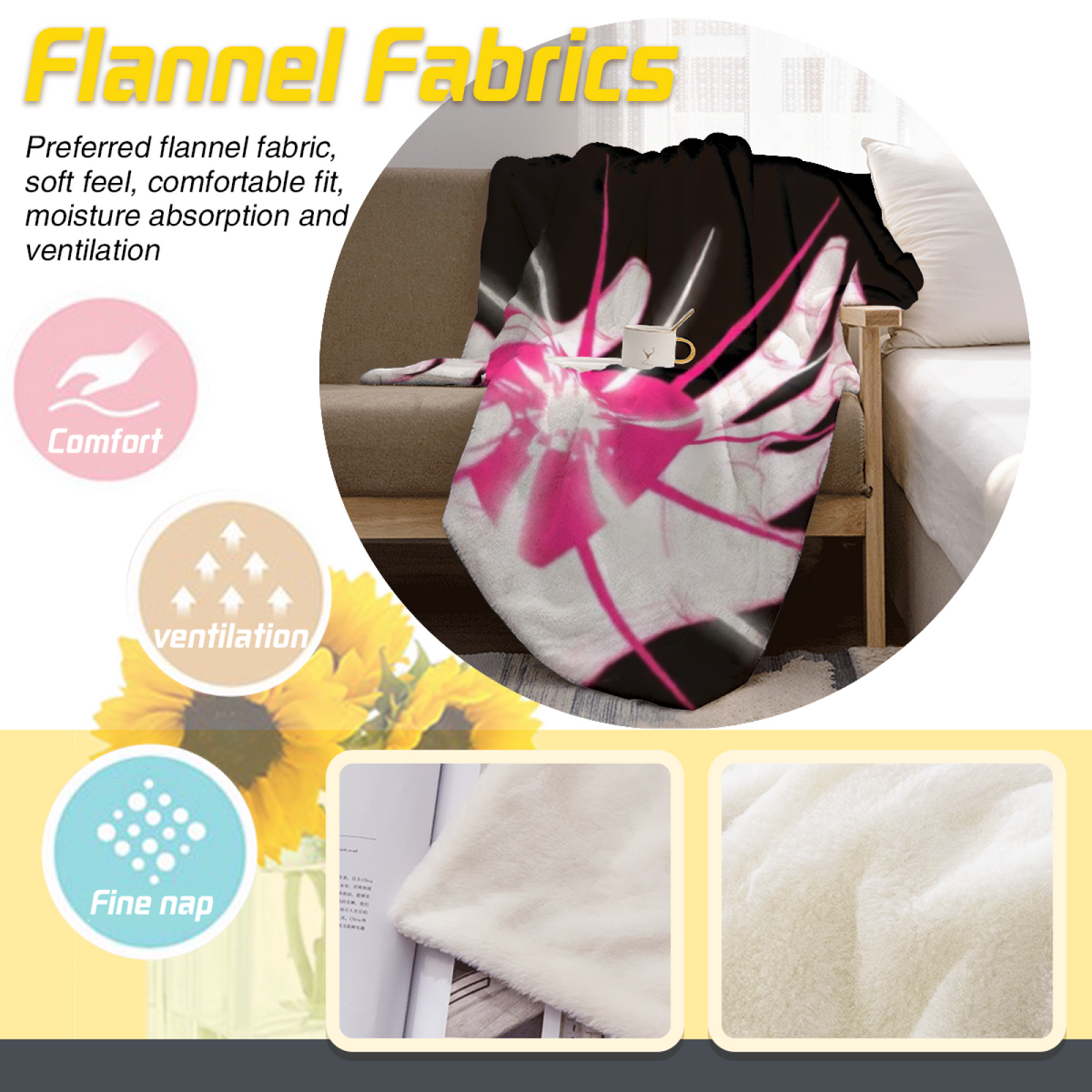 Misty Whisper Pastel Multicolor Modern Art Flannel Throw Blanket