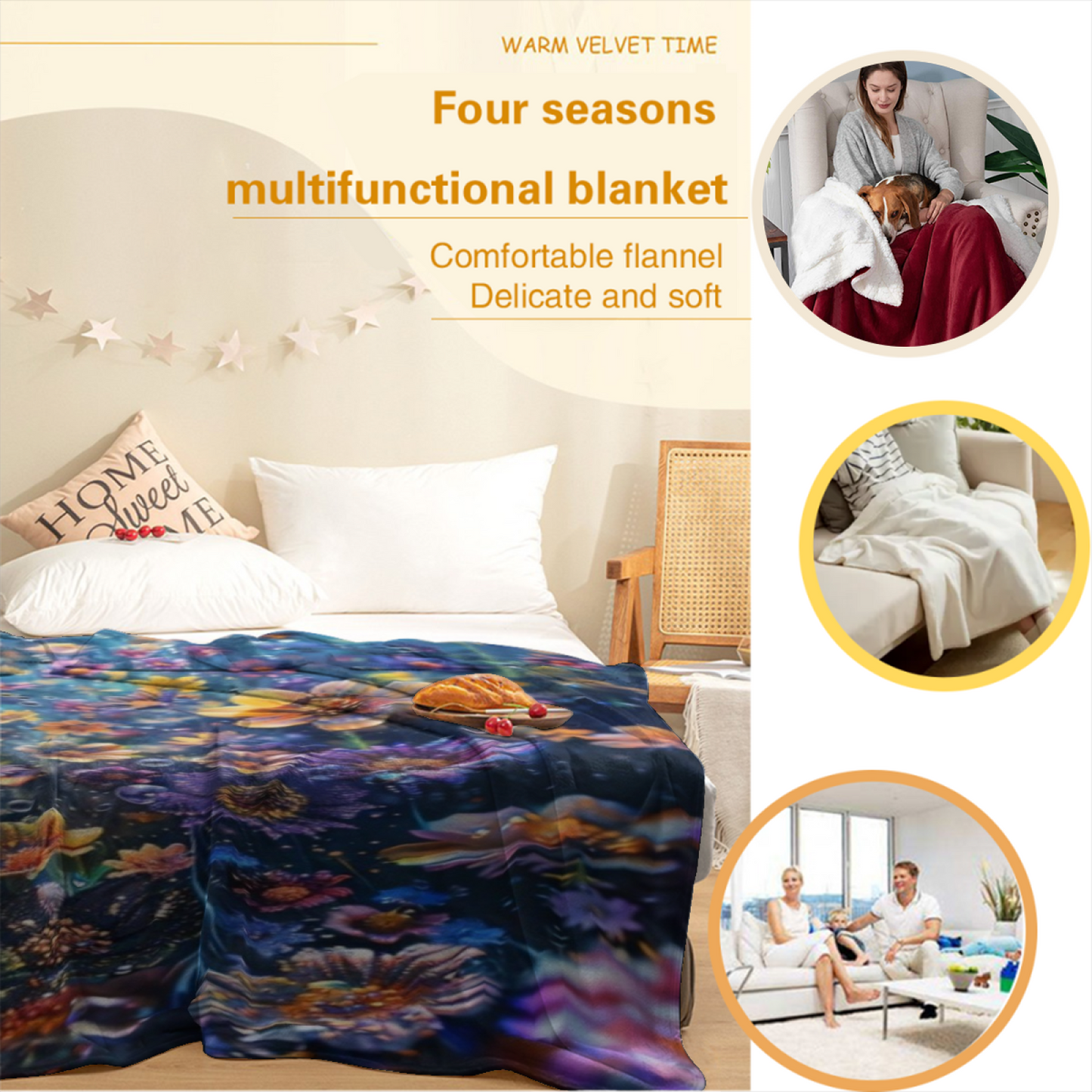 Colorful Abstract Throw Blanket ¨C Modern Decorative Printed Cozy Blanket