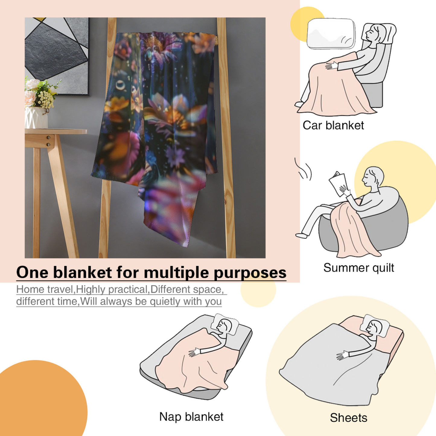 Colorful Abstract Throw Blanket ¨C Modern Decorative Printed Cozy Blanket