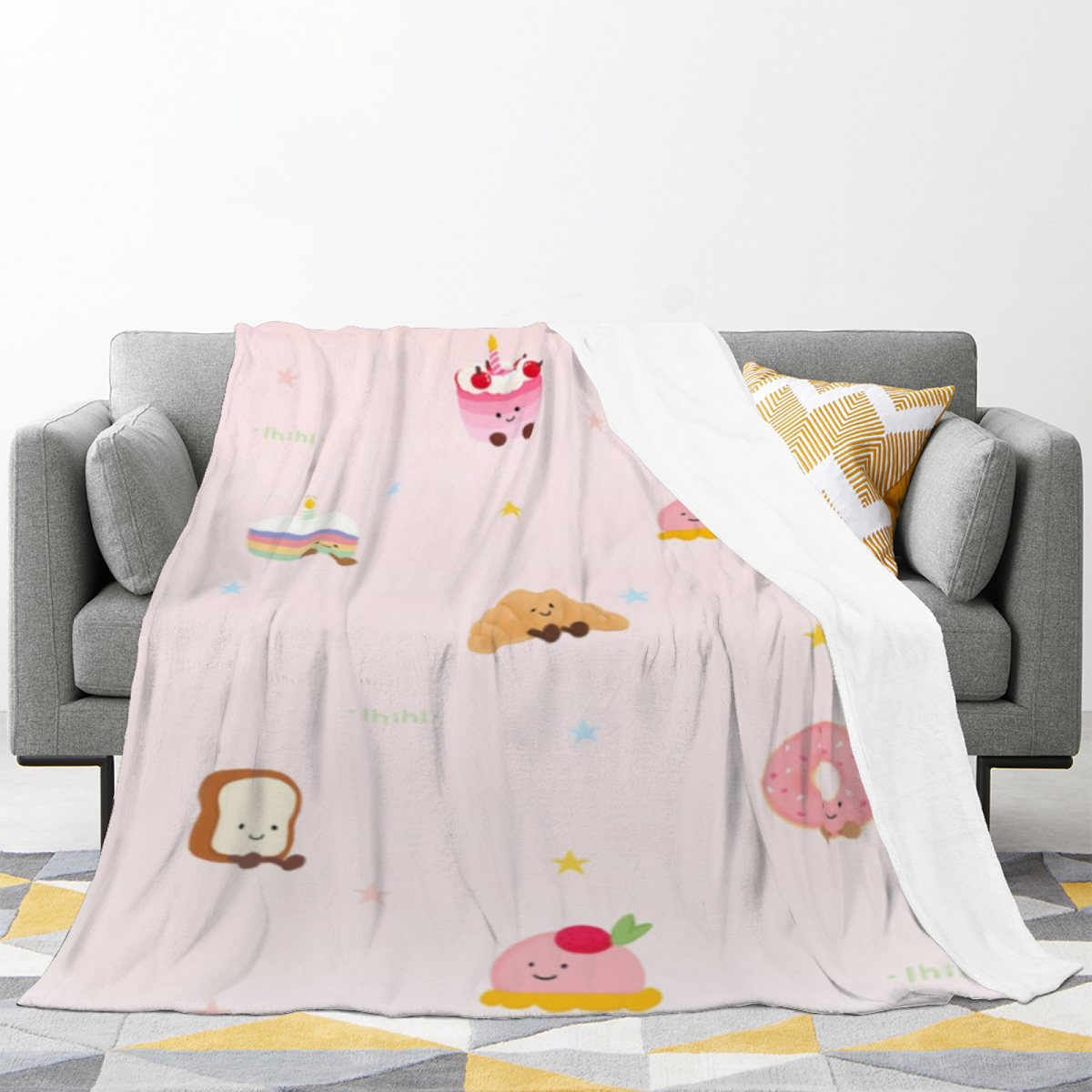 Creamy Ivory Burnished Harbor Lightweight Flannel Throw ¨C Contemporary Pattern