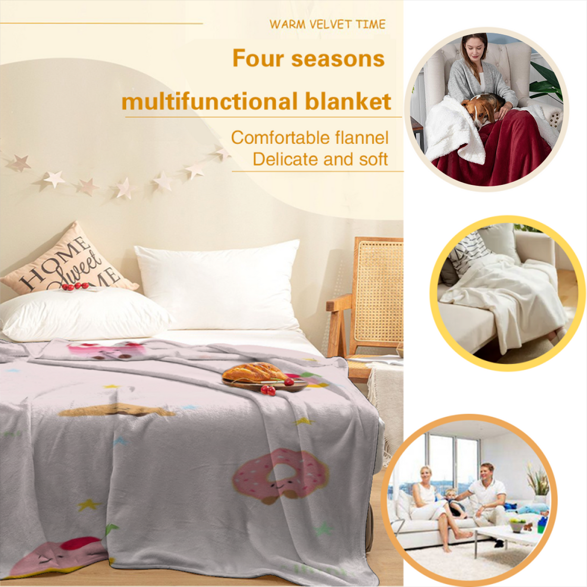 Creamy Ivory Burnished Harbor Lightweight Flannel Throw ¨C Contemporary Pattern