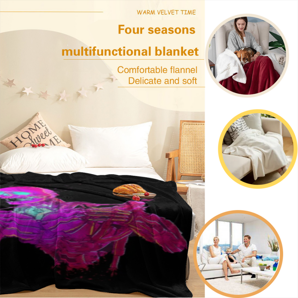 Copper Flora Pastel Multicolor Modern Art Decorative Flannel Blanket