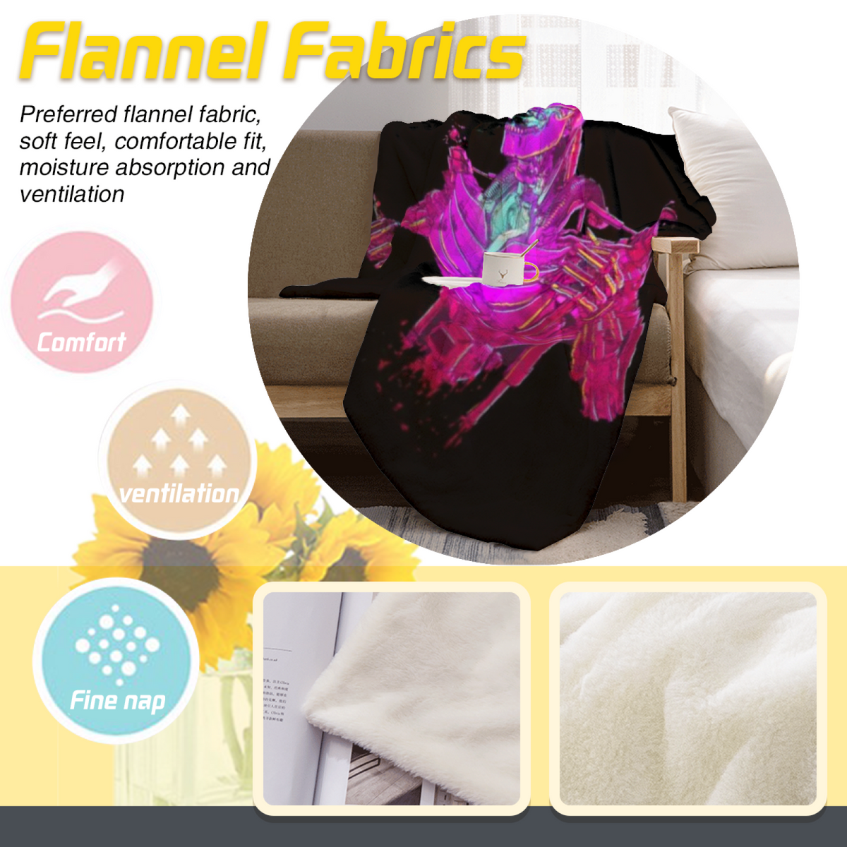 Copper Flora Pastel Multicolor Modern Art Decorative Flannel Blanket