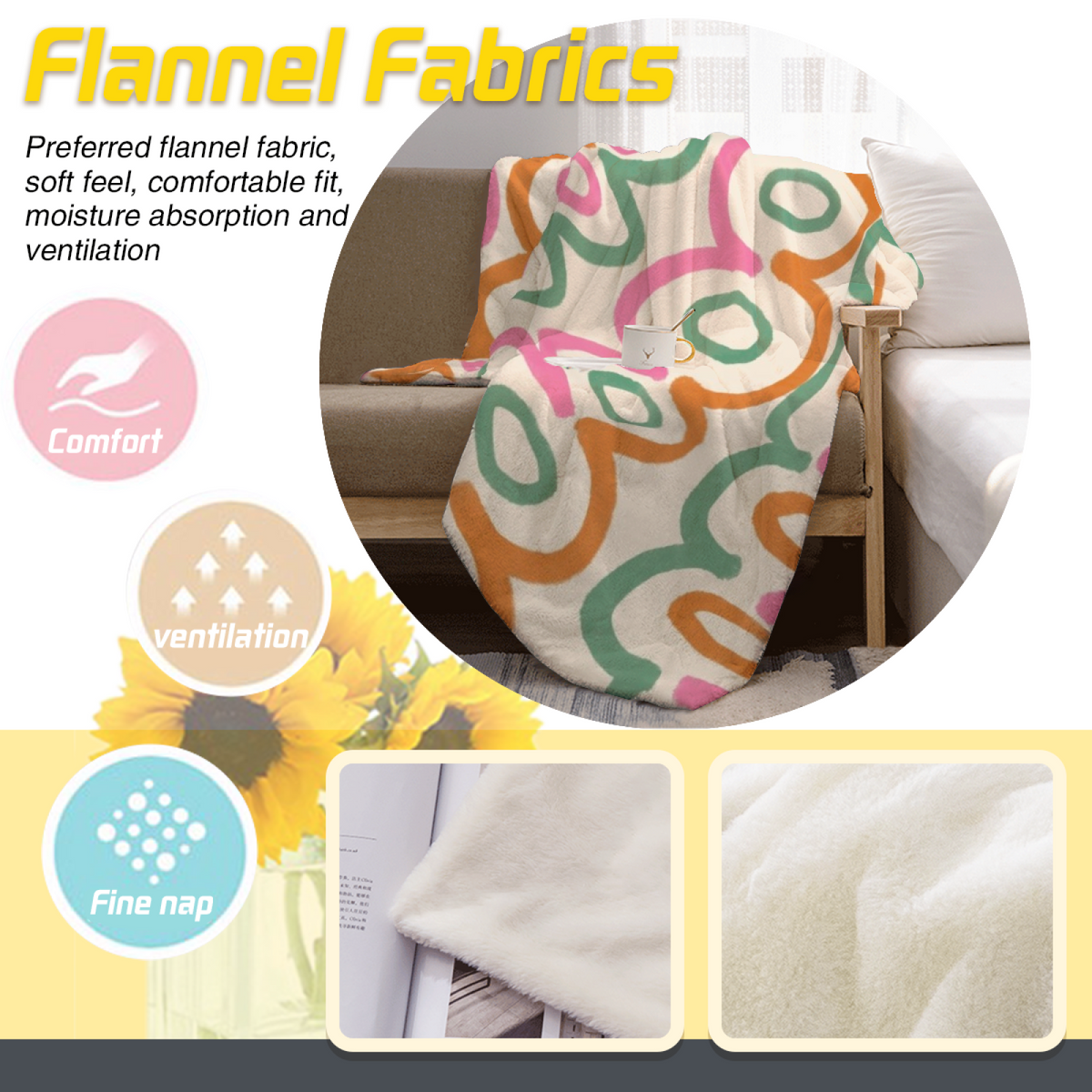 Heather Sanctuary Muted Sage Art Decorative Flannel Blanket