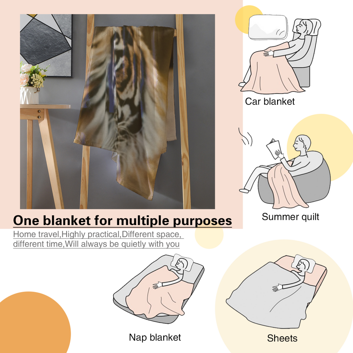 Opaline Fable Expressive Print Cozy Flannel Bed Blanket in Dusty Lilac