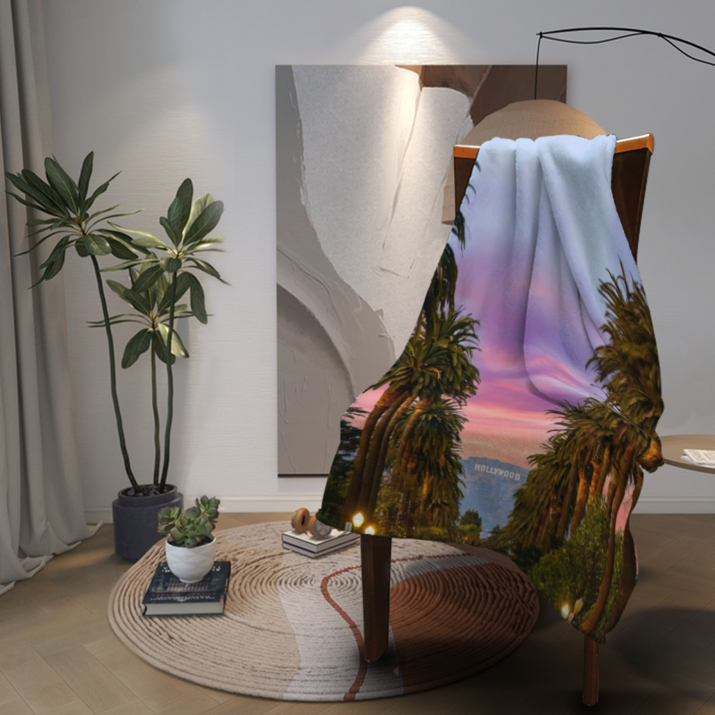 Hollywood Palm Tree Flannel Throw Blanket ¨C Sunset Boulevard Landscape Print