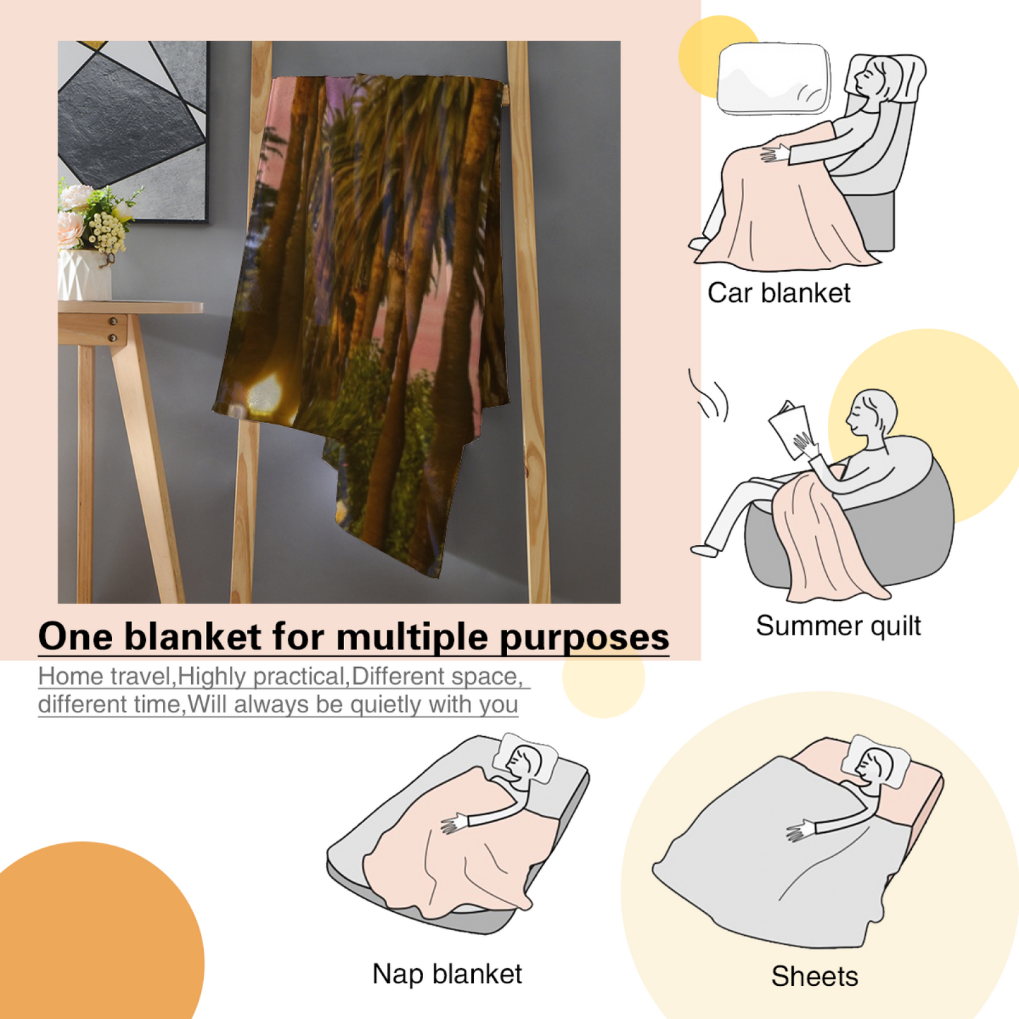 Hollywood Palm Tree Flannel Throw Blanket ¨C Sunset Boulevard Landscape Print
