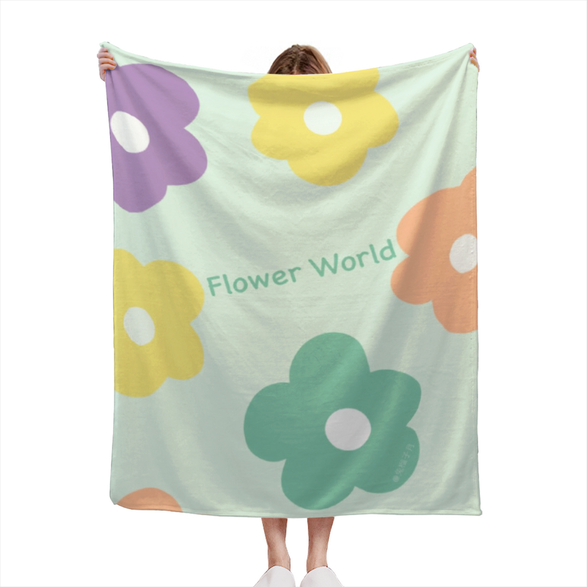 Peachy Minimal Fruit Cozy Flannel Bed Blanket