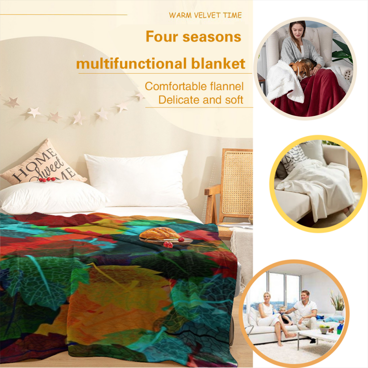 Misty & Prism Playful Graphic Plush Flannel Throw