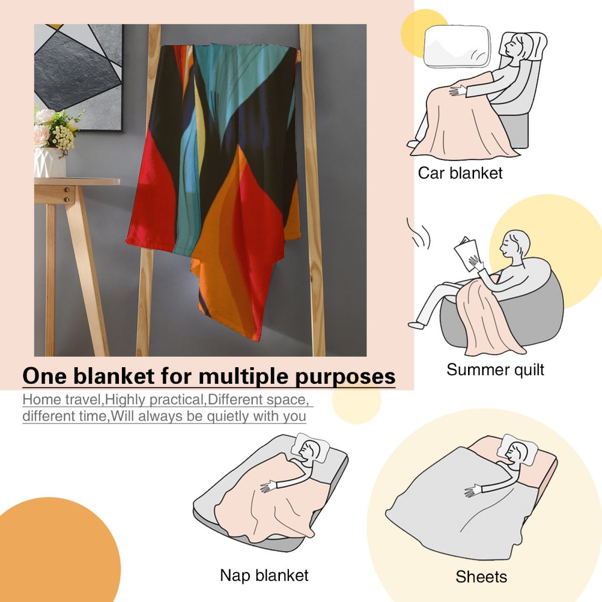 Flannel Throw Blanket with Tangerine Prism Cozy Cottage Artwork