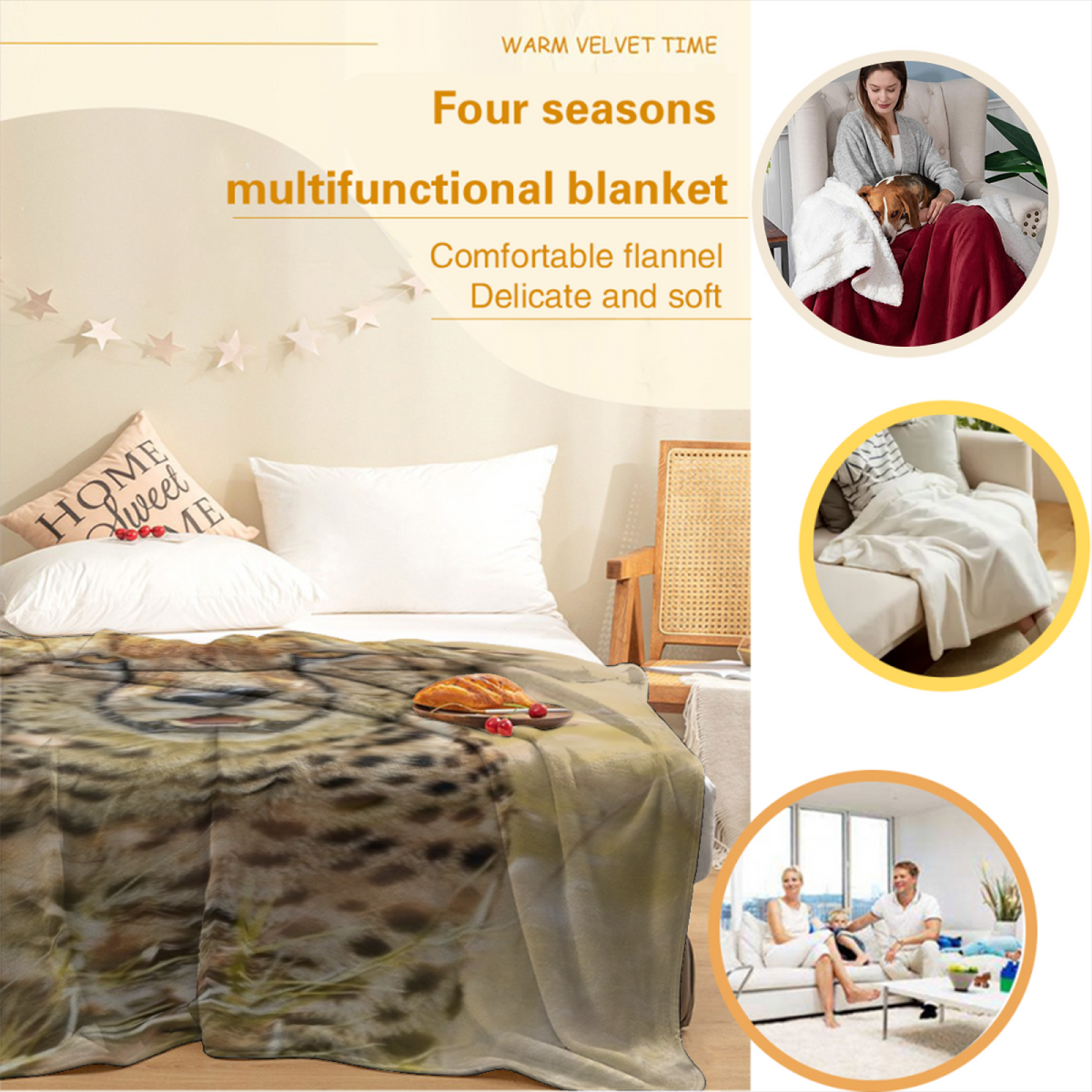 Terracotta Trail Earthy Multicolor Art All-Season Flannel Blanket