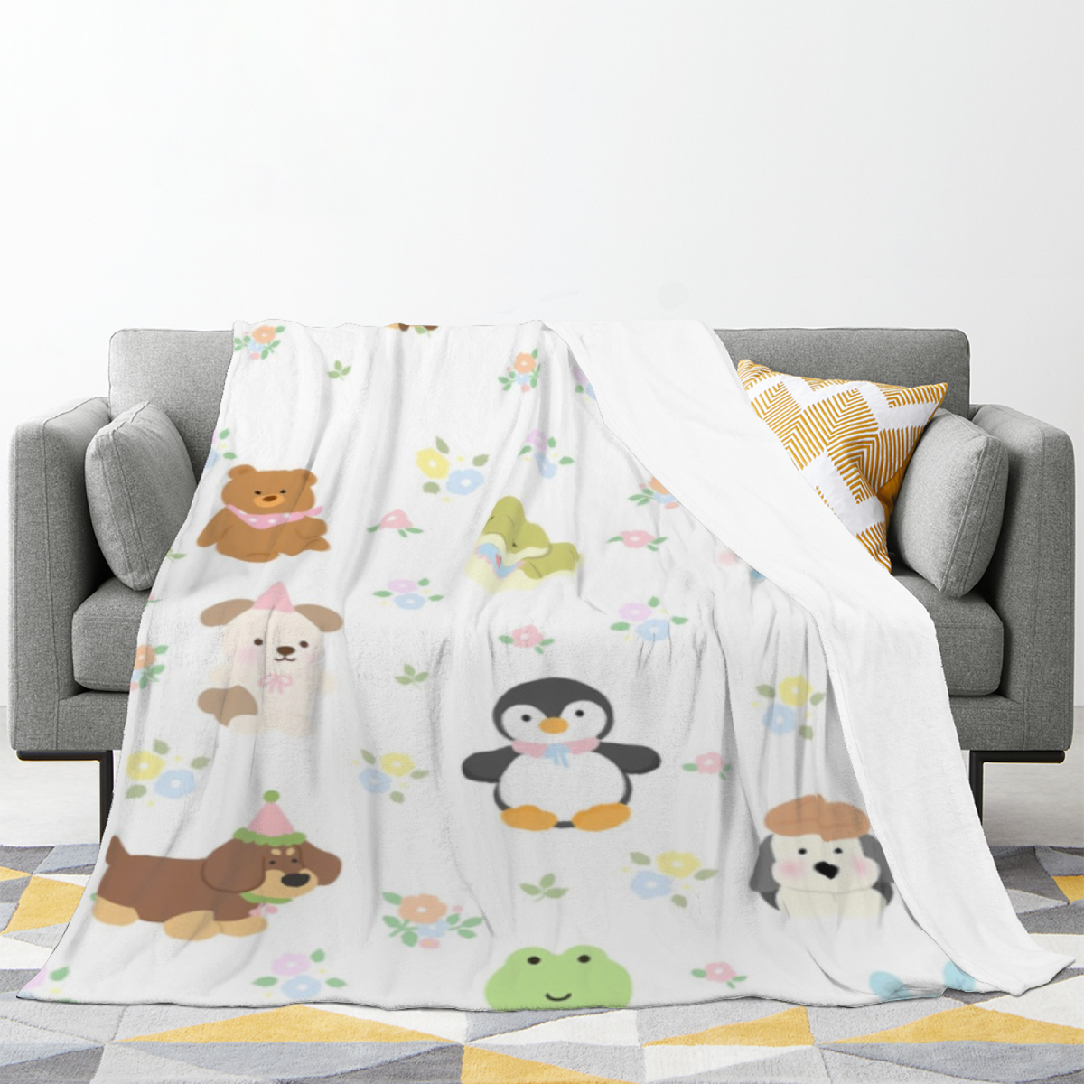 Cosmic Meadow Home Accent Lightweight Flannel Throw ¨C Creamy Ivory