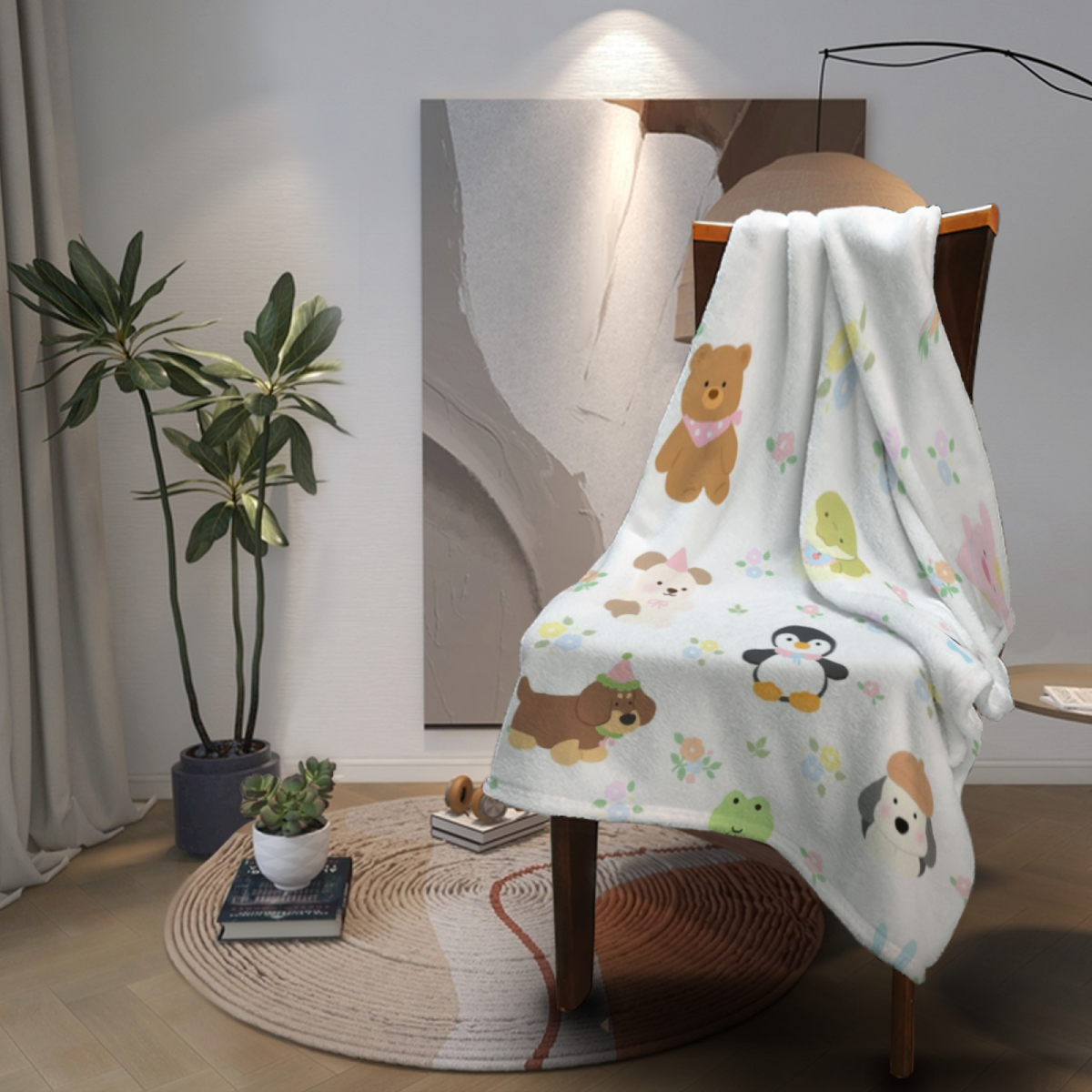 Cosmic Meadow Home Accent Lightweight Flannel Throw ¨C Creamy Ivory