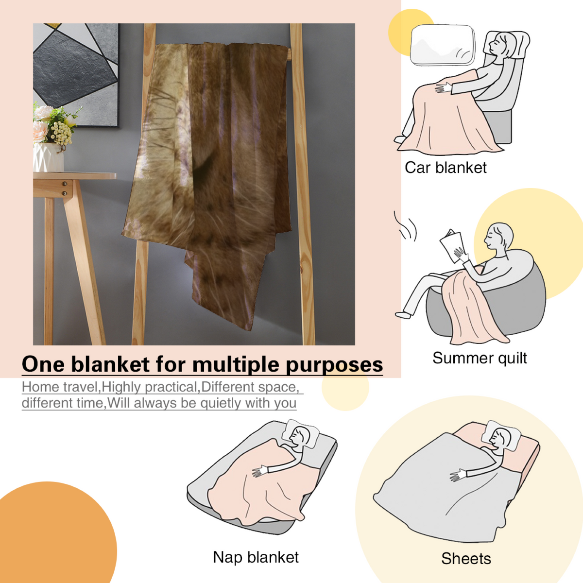 Festival Sonnet Pastel Multicolor Modern Art Decorative Flannel Blanket