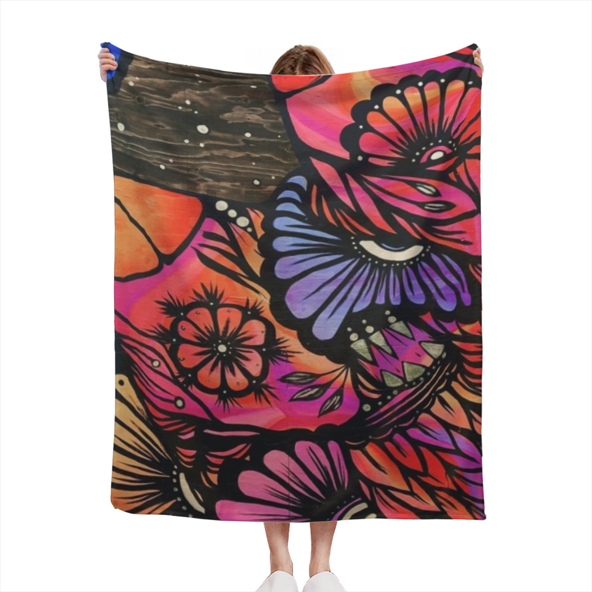 Twilight Tapestry Dusty Lavender Modern Art Flannel Throw Blanket