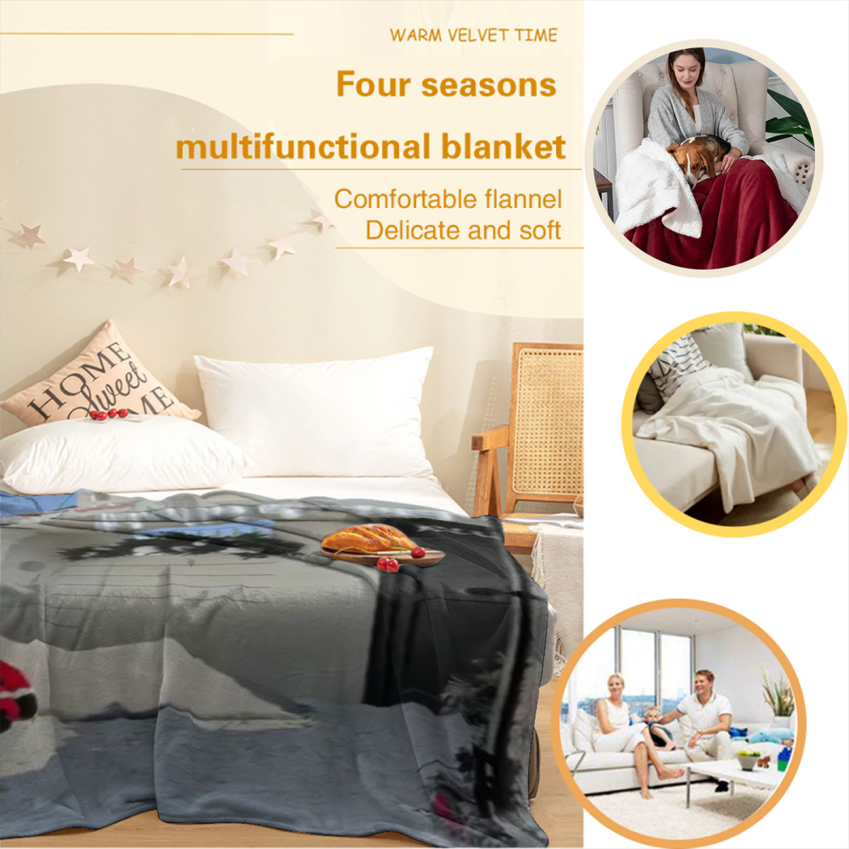Oceanic & Breeze Playful Graphic All-Season Flannel Blanket